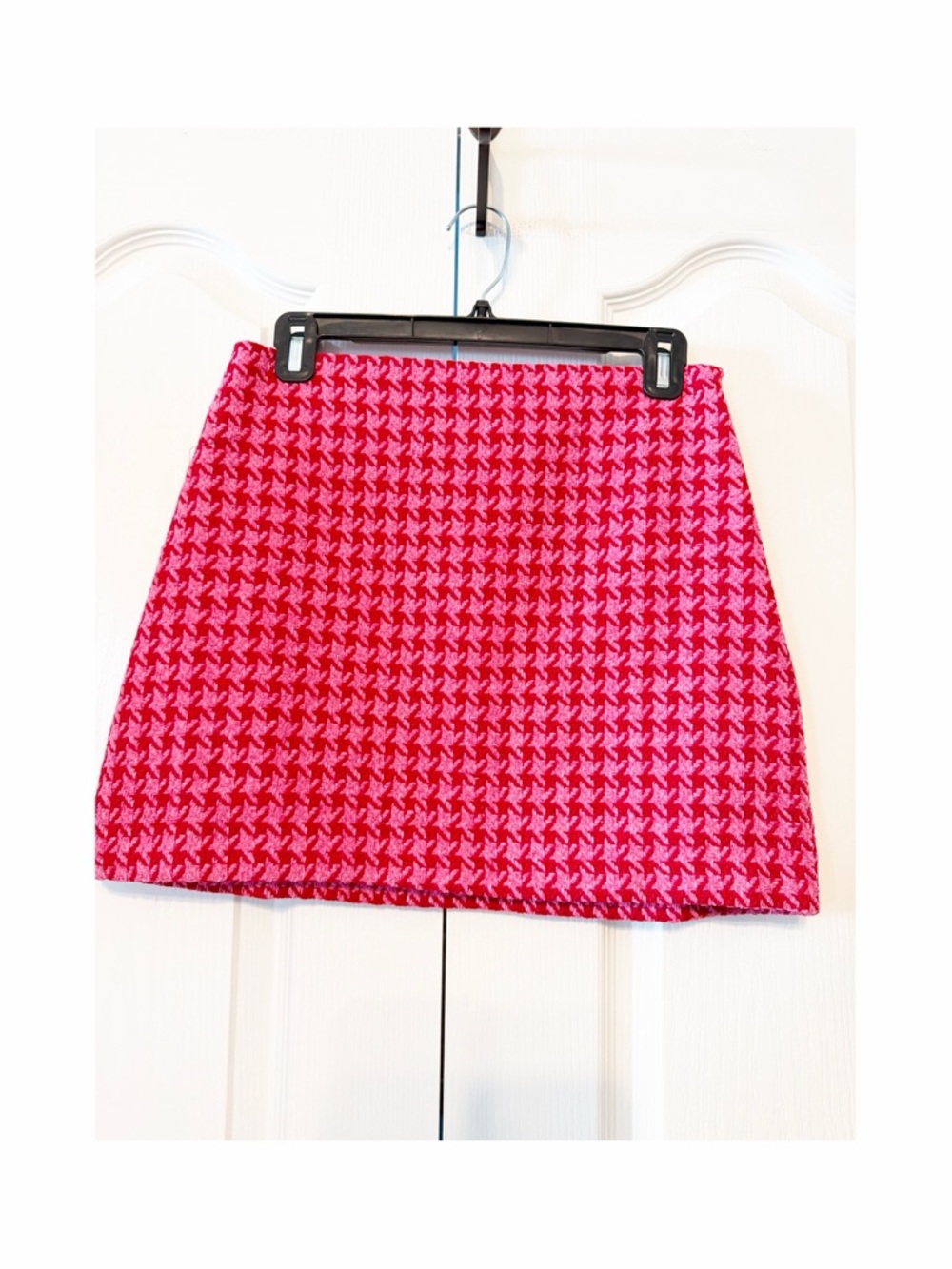 Vici Jenson Tweed Houndstooth Mini Skirt Red Pink Size Small